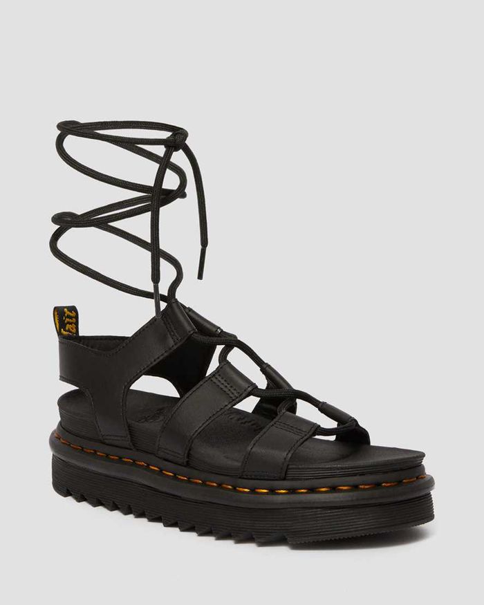 Dr Martens Sandaler Dame Svart Nartilla Læder Gladiator 1384YNEHR